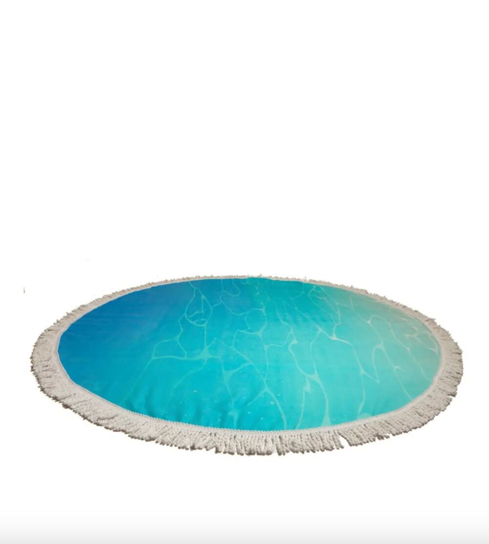 MODA NWT Blue Water Round Fringe Hem Beach Towel Blanket All purpose Mat